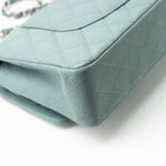 CHANEL Handbag 18C Light Blue Caviar Quilted Medium Classic Flap Edge Stitching Silver Hardware - Redeluxe