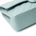 CHANEL Handbag 18C Light Blue Caviar Quilted Medium Classic Flap Edge Stitching Silver Hardware - Redeluxe