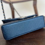 CHANEL Handbag 18S Dark Blue Caviar Quilted Classic Double Flap Light Gold Hardware - Redeluxe