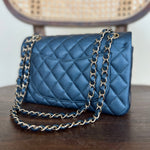 CHANEL Handbag 18S Dark Blue Caviar Quilted Classic Double Flap Light Gold Hardware - Redeluxe