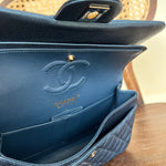 CHANEL Handbag 18S Dark Blue Caviar Quilted Classic Double Flap Light Gold Hardware - Redeluxe