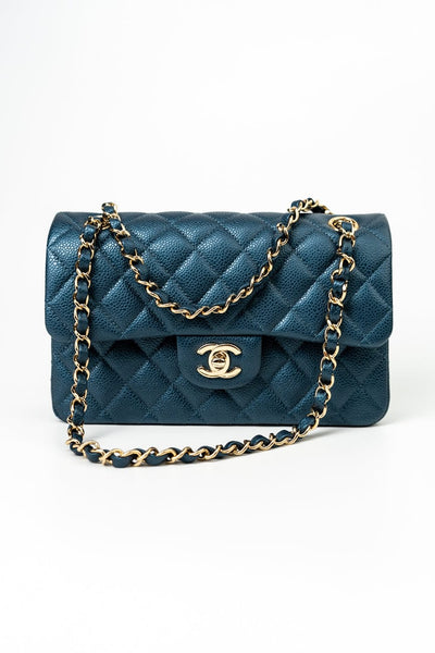 【ヴィンテージ】Rank:S☆Chanel llic Blue Series18 Medium Chanel Blue Lambskin Medium Classic 11.12 Bag ○ Labellov
