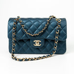 CHANEL Handbag 18S Dark Blue Small Caviar Quilted Classic Double Flap Light Gold Hardware - Redeluxe