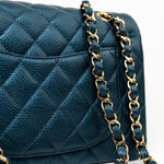CHANEL Handbag 18S Dark Blue Small Caviar Quilted Classic Double Flap Light Gold Hardware - Redeluxe