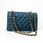 CHANEL Handbag 18S Dark Blue Small Caviar Quilted Classic Double Flap Light Gold Hardware - Redeluxe