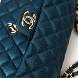 CHANEL Handbag 18S Dark Blue Small Caviar Quilted Classic Double Flap Light Gold Hardware - Redeluxe