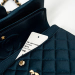 CHANEL Handbag 18S Dark Blue Small Caviar Quilted Classic Double Flap Light Gold Hardware - Redeluxe