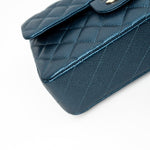 CHANEL Handbag 18S Dark Blue Small Caviar Quilted Classic Double Flap Light Gold Hardware - Redeluxe