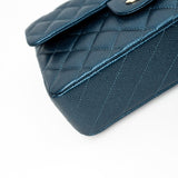 CHANEL Handbag 18S Dark Blue Small Caviar Quilted Classic Double Flap Light Gold Hardware - Redeluxe