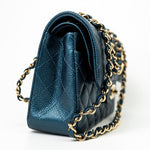 CHANEL Handbag 18S Dark Blue Small Caviar Quilted Classic Double Flap Light Gold Hardware - Redeluxe