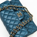 CHANEL Handbag 18S Dark Blue Small Caviar Quilted Classic Double Flap Light Gold Hardware - Redeluxe