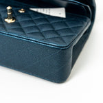 CHANEL Handbag 18S Dark Blue Small Caviar Quilted Classic Double Flap Light Gold Hardware - Redeluxe