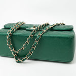 CHANEL Handbag 18S Emerald Green Caviar Quilted Classic Flap Jumbo Light Gold Hardware - Redeluxe