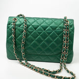 CHANEL Handbag 18S Emerald Green Caviar Quilted Classic Flap Jumbo Light Gold Hardware - Redeluxe