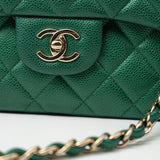 CHANEL Handbag 18S Emerald Green Caviar Quilted Classic Flap Jumbo Light Gold Hardware - Redeluxe