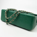 CHANEL Handbag 18S Emerald Green Caviar Quilted Classic Flap Jumbo Light Gold Hardware - Redeluxe