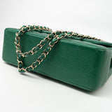 CHANEL Handbag 18S Emerald Green Caviar Quilted Classic Flap Jumbo Light Gold Hardware - Redeluxe
