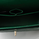 CHANEL Handbag 18S Emerald Green Caviar Quilted Classic Flap Jumbo Light Gold Hardware - Redeluxe