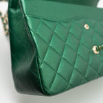 CHANEL Handbag 18S Emerald Green Caviar Quilted Classic Flap Jumbo Light Gold Hardware - Redeluxe