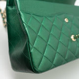 CHANEL Handbag 18S Emerald Green Caviar Quilted Classic Flap Jumbo Light Gold Hardware - Redeluxe