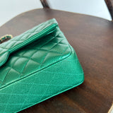 CHANEL Handbag 18S Emerald Green Caviar Quilted Classic Flap Medium Light Gold Hardware - Redeluxe