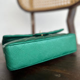 CHANEL Handbag 18S Emerald Green Caviar Quilted Classic Flap Medium Light Gold Hardware - Redeluxe