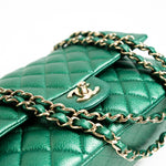 CHANEL Handbag 18S Emerald Green Caviar Quilted Classic Flap Medium Light Gold Hardware - Redeluxe
