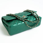 CHANEL Handbag 18S Emerald Green Caviar Quilted Classic Flap Medium Light Gold Hardware - Redeluxe