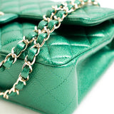 CHANEL Handbag 18S Emerald Green Caviar Quilted Classic Flap Medium Light Gold Hardware - Redeluxe