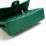 CHANEL Handbag 18S Emerald Green Caviar Quilted Classic Flap Medium Light Gold Hardware - Redeluxe