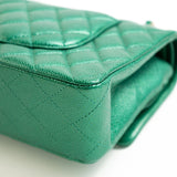 CHANEL Handbag 18S Emerald Green Caviar Quilted Classic Flap Medium Light Gold Hardware - Redeluxe