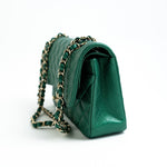 CHANEL Handbag 18S Emerald Green Caviar Quilted Classic Flap Medium Light Gold Hardware - Redeluxe