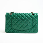 CHANEL Handbag 18S Emerald Green Caviar Quilted Classic Flap Medium Light Gold Hardware - Redeluxe