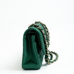 CHANEL Handbag 18S Emerald Green Caviar Quilted Classic Flap Medium Light Gold Hardware - Redeluxe