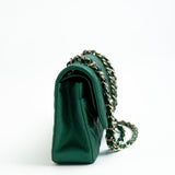 CHANEL Handbag 18S Emerald Green Caviar Quilted Classic Flap Medium Light Gold Hardware - Redeluxe