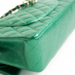 CHANEL Handbag 18S Emerald Green Caviar Quilted Classic Flap Medium Light Gold Hardware - Redeluxe