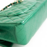 CHANEL Handbag 18S Emerald Green Caviar Quilted Classic Flap Medium Light Gold Hardware - Redeluxe