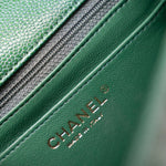 CHANEL Handbag 18S Emerald Green Caviar Quilted Mini Square Light Gold Hardware - Redeluxe