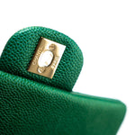 CHANEL Handbag 18S Emerald Green Caviar Quilted Mini Square Light Gold Hardware - Redeluxe