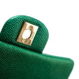 CHANEL Handbag 18S Emerald Green Caviar Quilted Mini Square Light Gold Hardware - Redeluxe