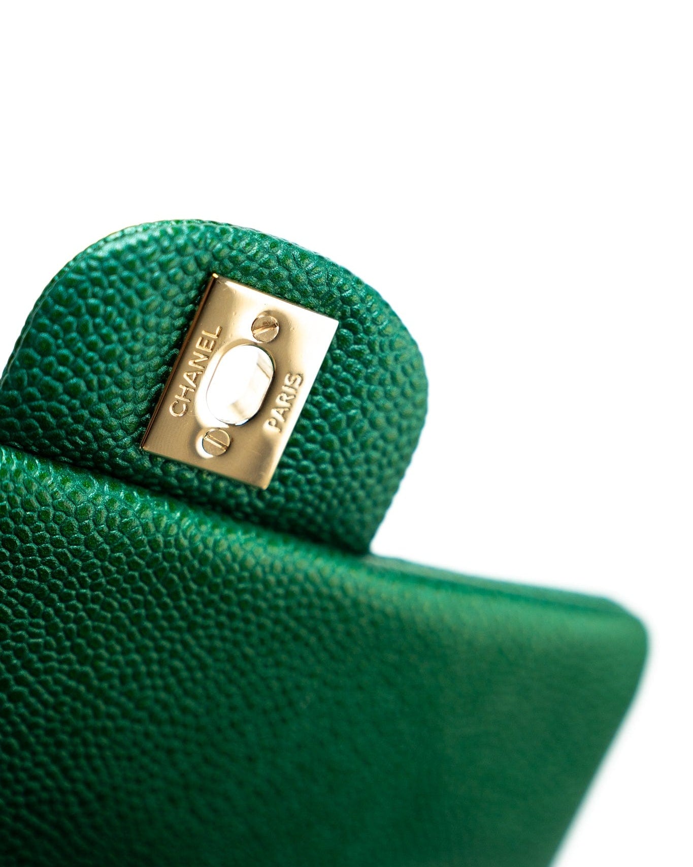 CHANEL Handbag 18S Emerald Green Caviar Quilted Mini Square Light Gold Hardware - Redeluxe