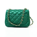 CHANEL Handbag 18S Emerald Green Caviar Quilted Mini Square Light Gold Hardware - Redeluxe