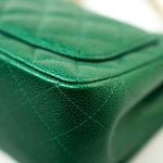 CHANEL Handbag 18S Emerald Green Caviar Quilted Mini Square Light Gold Hardware - Redeluxe