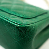 CHANEL Handbag 18S Emerald Green Caviar Quilted Mini Square Light Gold Hardware - Redeluxe