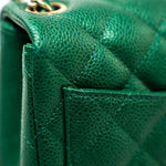 CHANEL Handbag 18S Emerald Green Caviar Quilted Mini Square Light Gold Hardware - Redeluxe