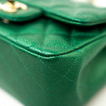CHANEL Handbag 18S Emerald Green Caviar Quilted Mini Square Light Gold Hardware - Redeluxe