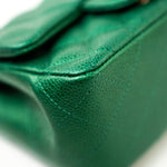 CHANEL Handbag 18S Emerald Green Caviar Quilted Mini Square Light Gold Hardware - Redeluxe