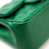 CHANEL Handbag 18S Emerald Green Caviar Quilted Mini Square Light Gold Hardware - Redeluxe
