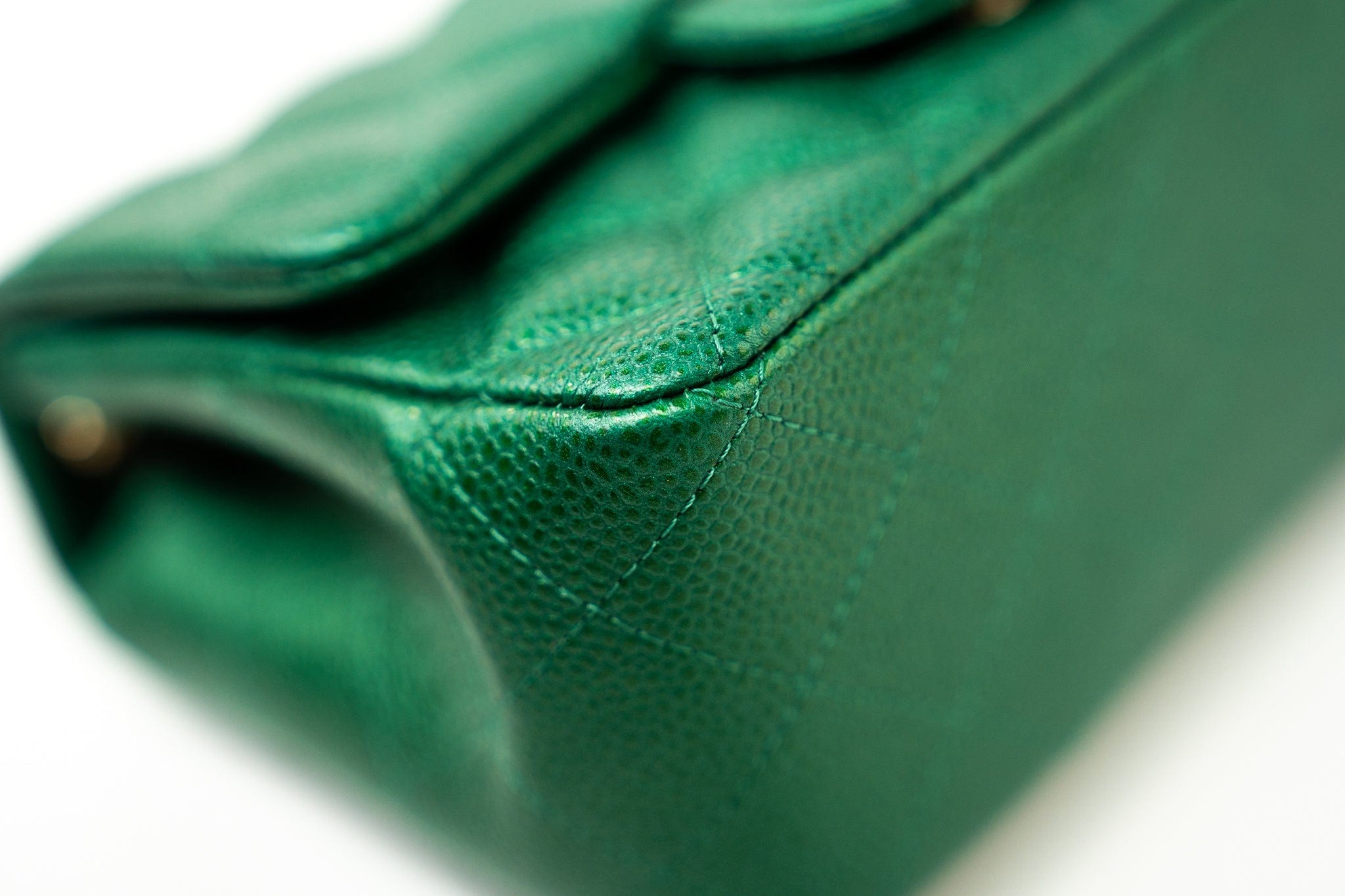 CHANEL Handbag 18S Emerald Green Caviar Quilted Mini Square Light Gold Hardware - Redeluxe
