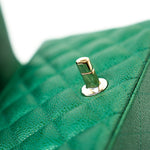 CHANEL Handbag 18S Emerald Green Caviar Quilted Mini Square Light Gold Hardware - Redeluxe